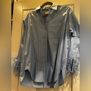 J. Crew Light Blue Feather-Accent Shirt - Tres Chic!